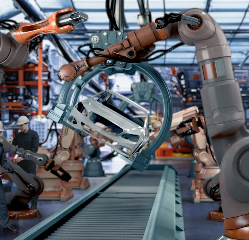 Industrial product visualization with cobots
